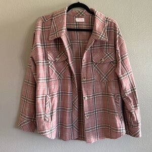 Pink Lily M Pink Flannel Plaid Shacket